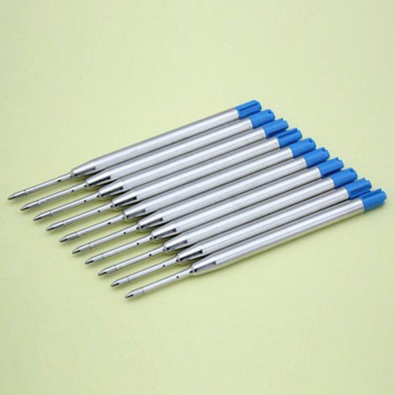 10pcs Blue Ballpoint School Pen Gel Refill Ball Point 0.5mm Nib for Parker Ink