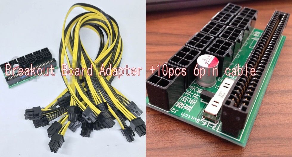 DPS-1200FB/QB A Power Supply Breakout Adapter Board+10 Cable 6P for ETH Mining