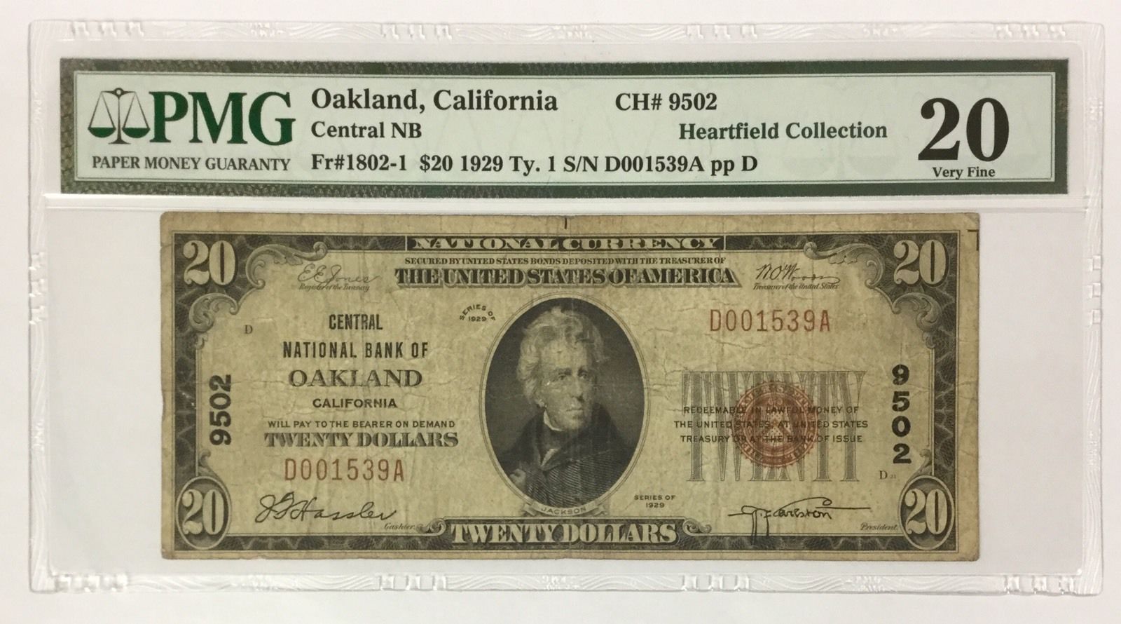 1929 $20 Oakland California ~ PMG VERY FINE VF 20 ~ CH# 9502 ~ FR# 1802-1