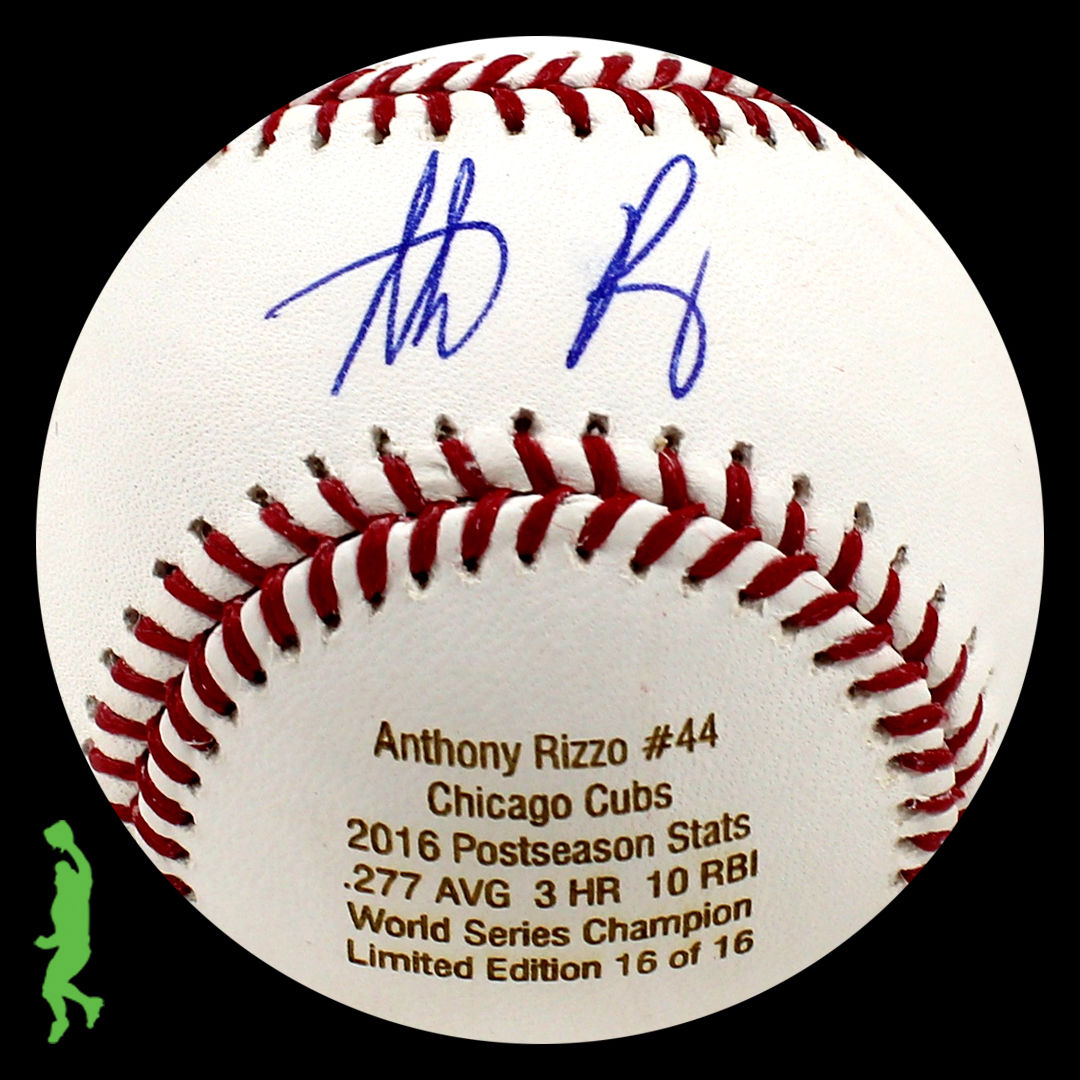 ANTHONY RIZZO AUTOGRAPHED SIGNED 2016 WS CHAMPS BASEBALL BALL CUBS JSA COA