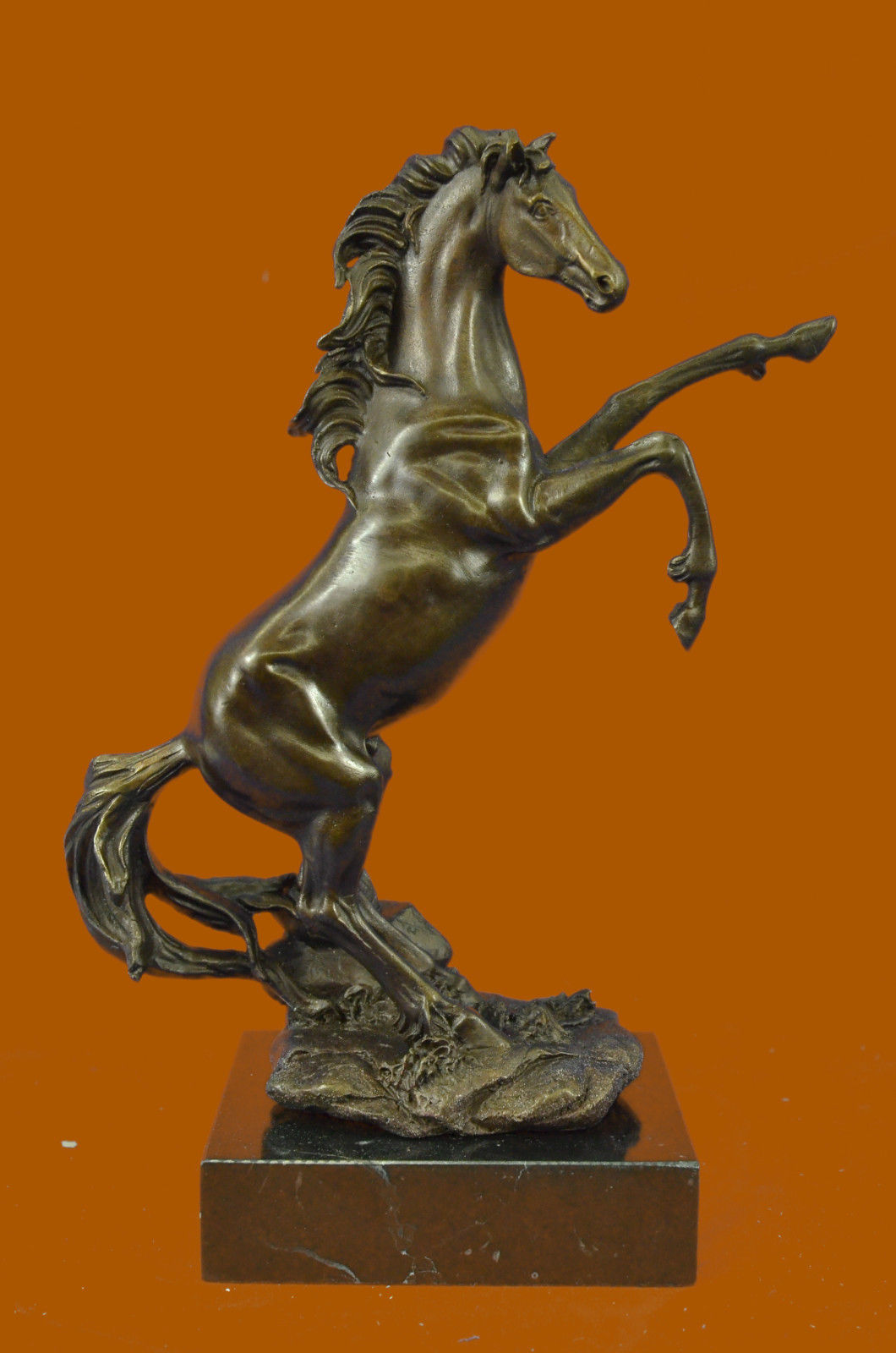 Rearing Horse Man Handler Equestrian Artwork Marble Gift Sculpture Statue Bronze