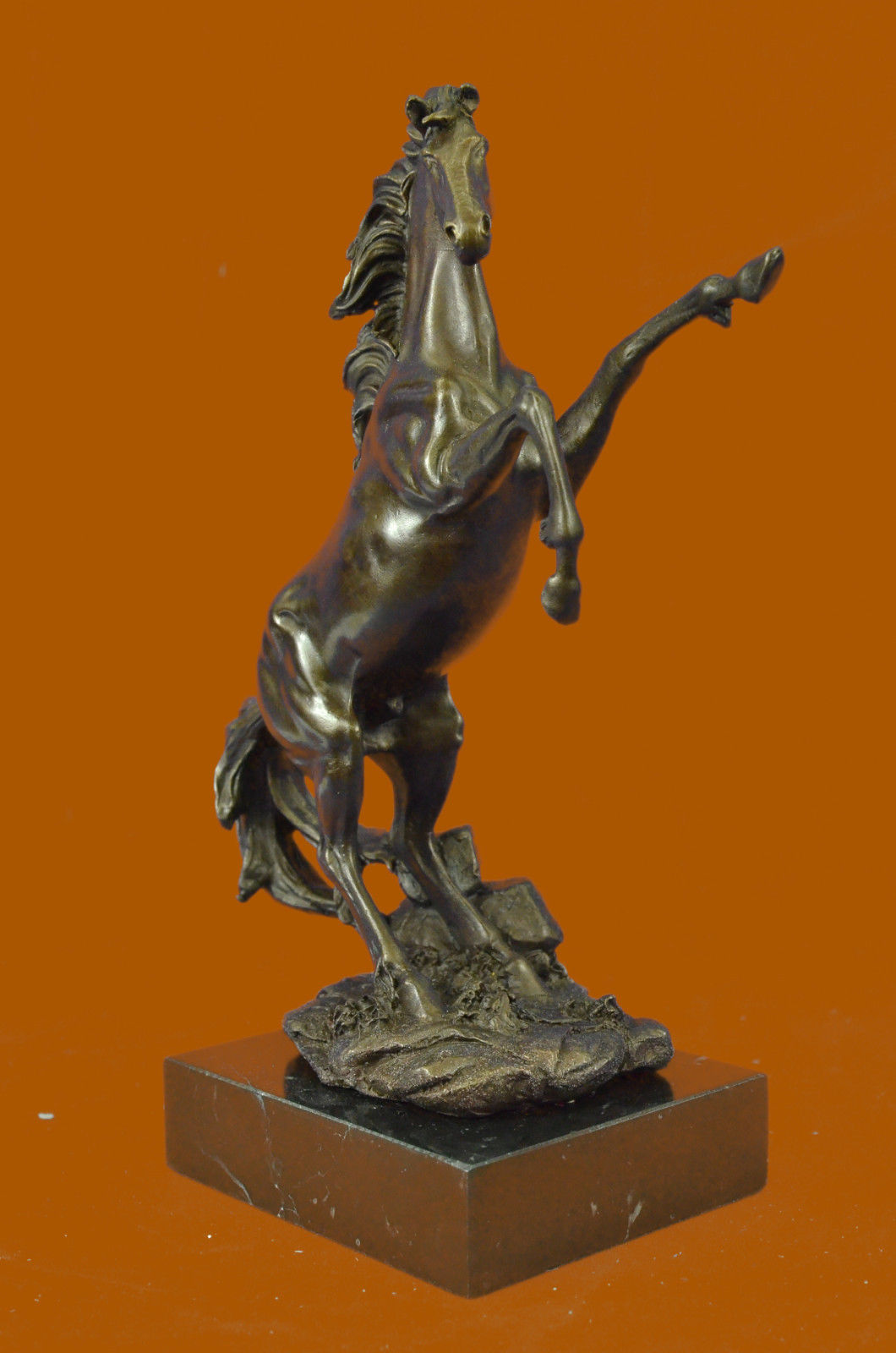 Rearing Horse Man Handler Equestrian Artwork Marble Gift Sculpture Statue Bronze