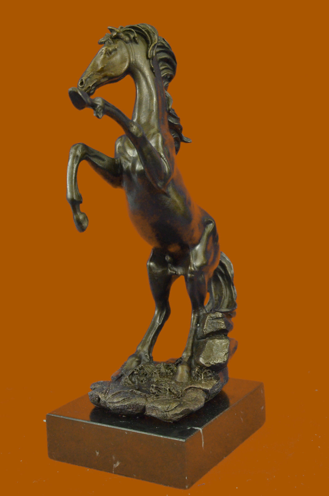 Rearing Horse Man Handler Equestrian Artwork Marble Gift Sculpture Statue Bronze