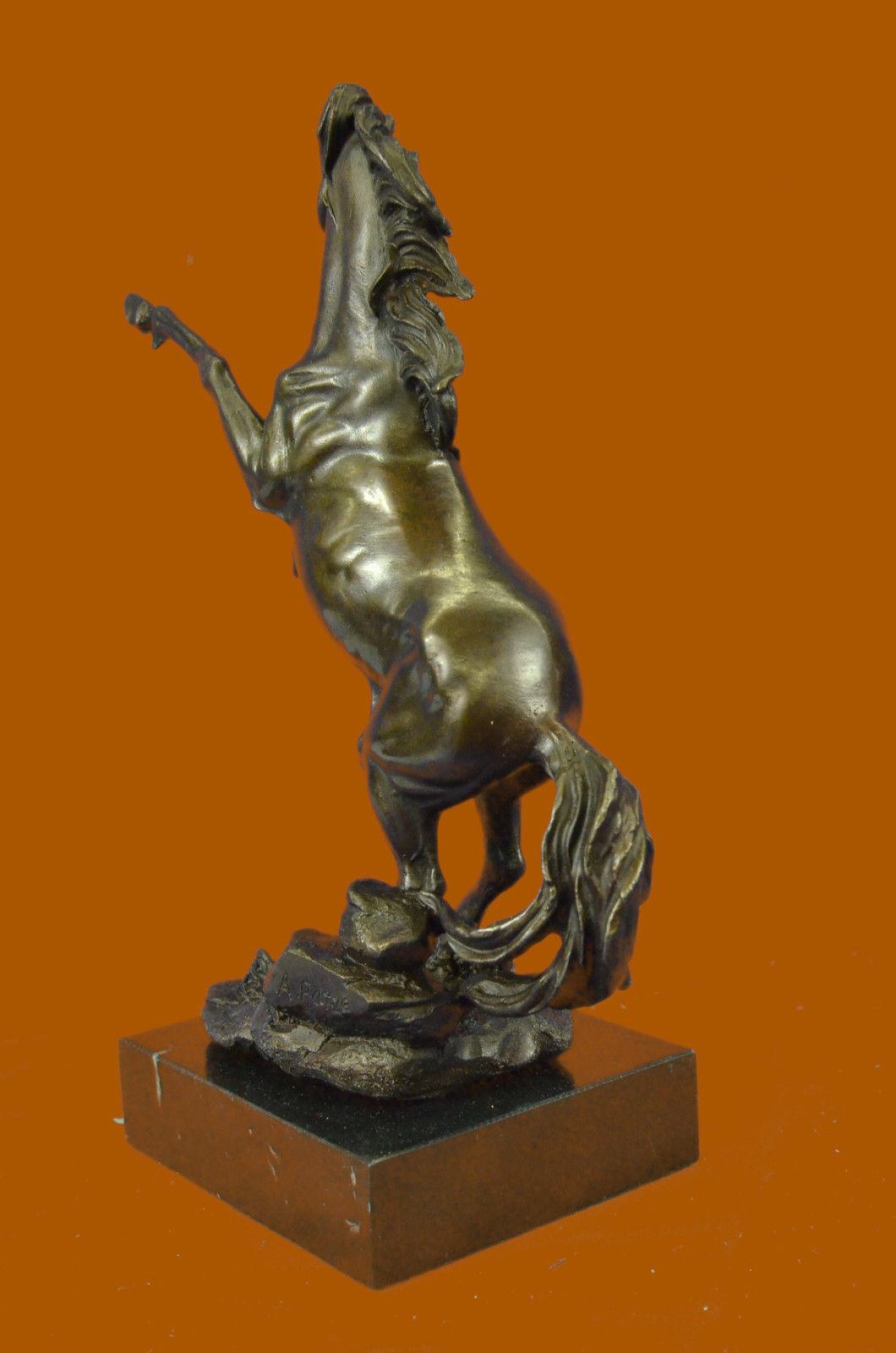 Rearing Horse Man Handler Equestrian Artwork Marble Gift Sculpture Statue Bronze