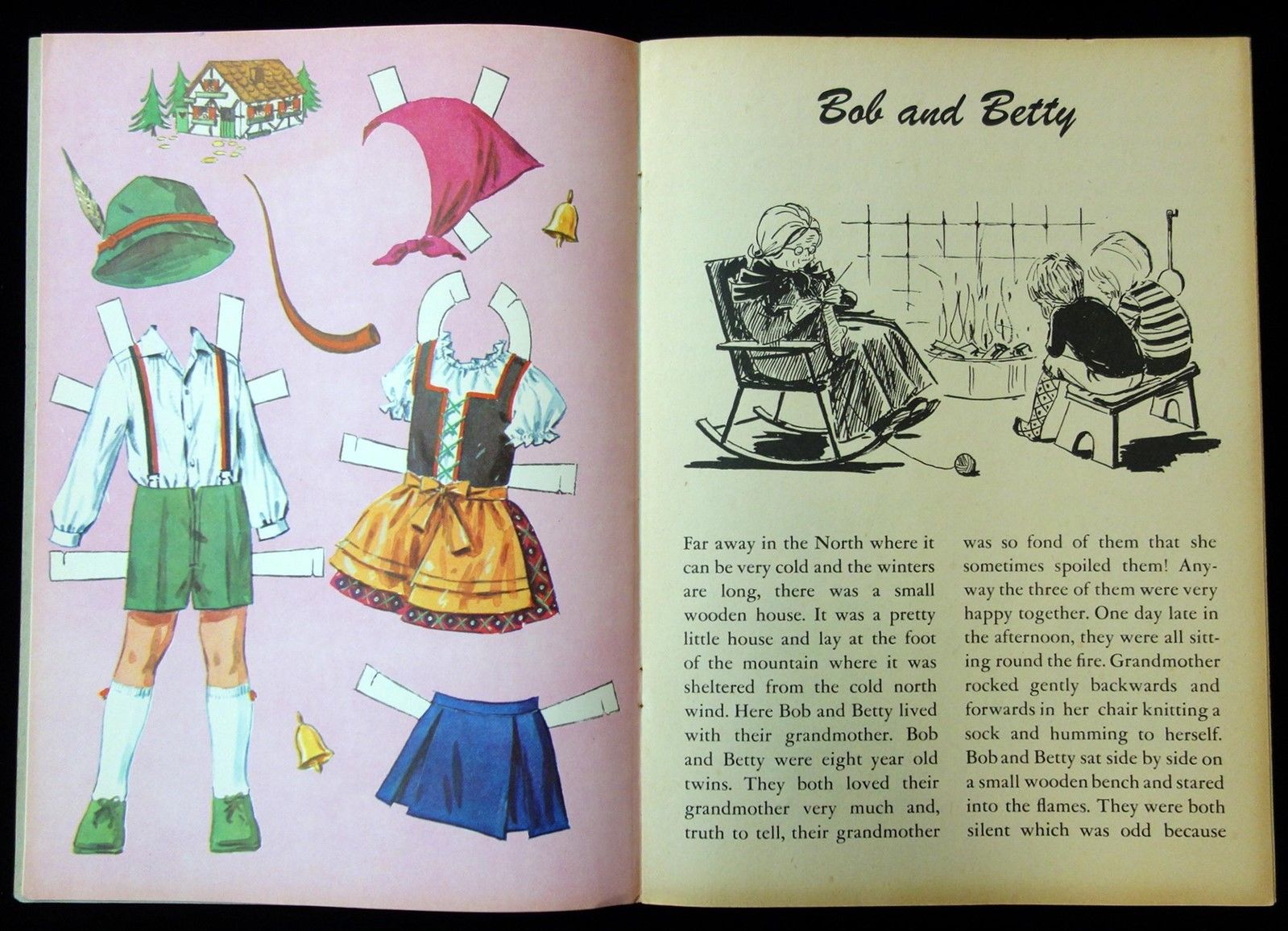 Un-Cut Paper Doll & Story Book Bob & Betty Twin Dressing Dolls 1960s