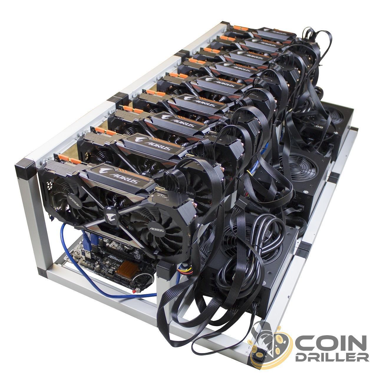 CoinDriller Zcash GPU Mining Rig 6750 Sol/s 360 MH/s 9x GTX1080TI Crypto Miner