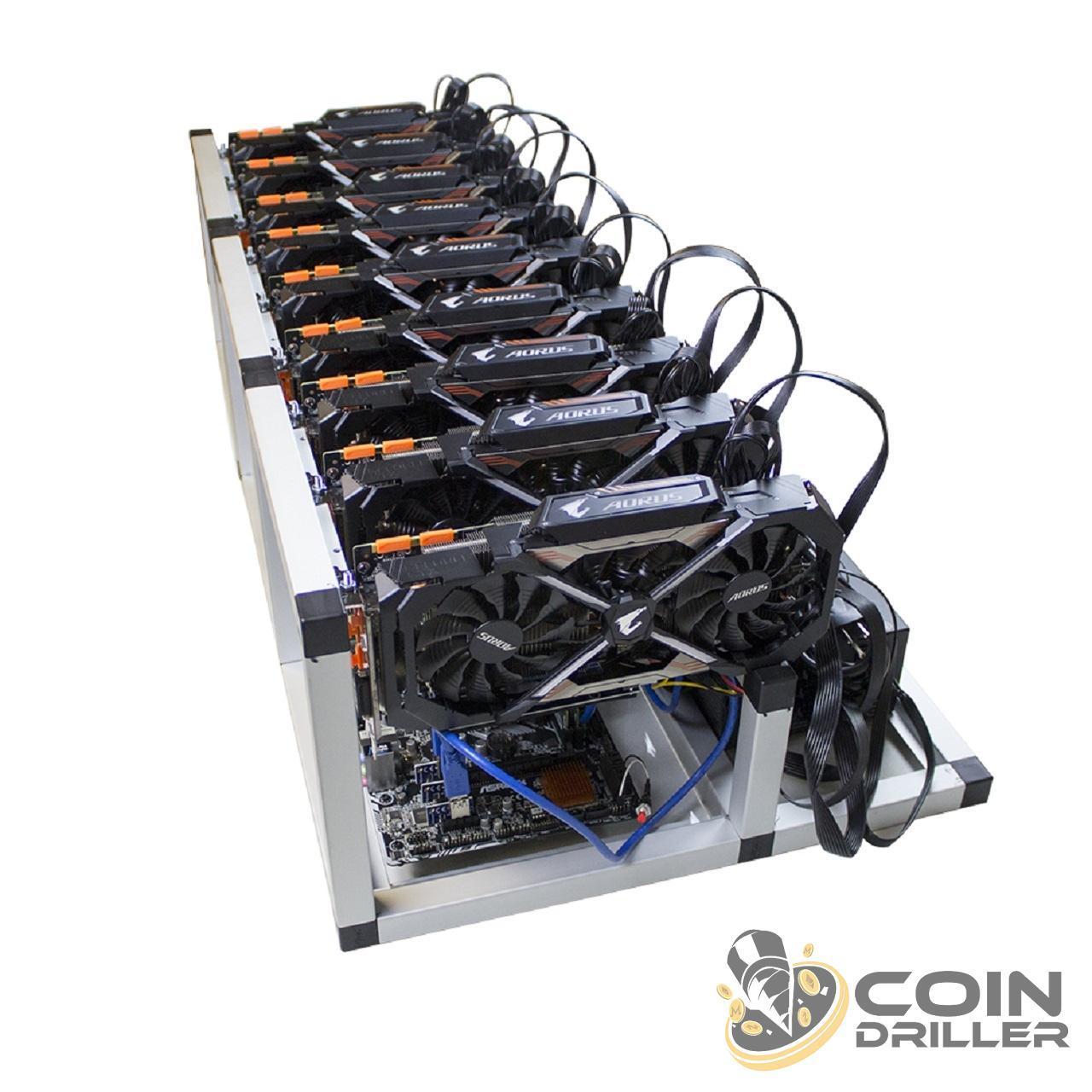 CoinDriller Zcash GPU Mining Rig 6750 Sol/s 360 MH/s 9x GTX1080TI Crypto Miner