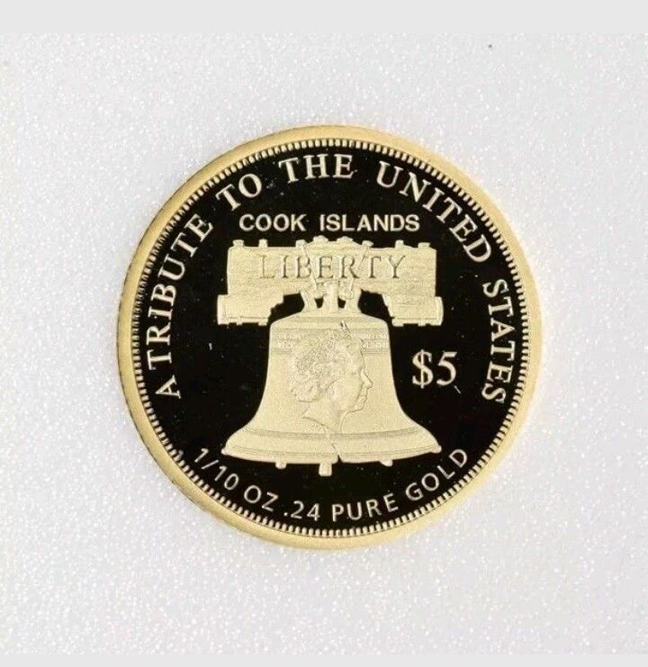 2017 Cook Island $5.00 1/10 oz .24 Pure Gold Statue Of Liberty Sealed Coin DMPL