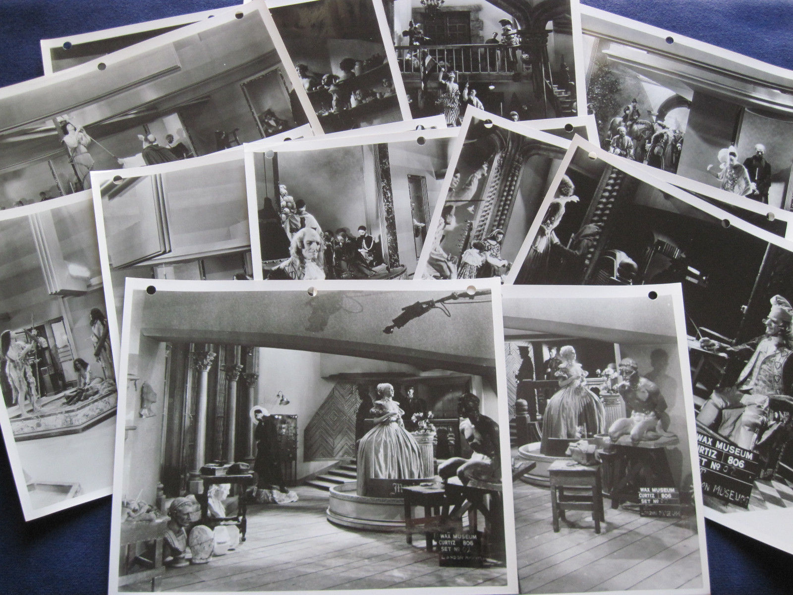 11 ORIGINAL SET STILL PHOTOS - MICHAEL CURTIZ Film - MYSTERY OF THE WAX MUSEUM