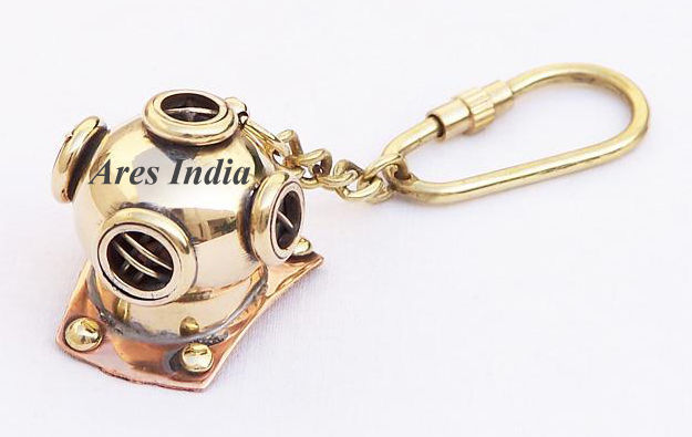 New Brass Divers Helmet Keychain Nautical Maritime Yatching Diving Keyring