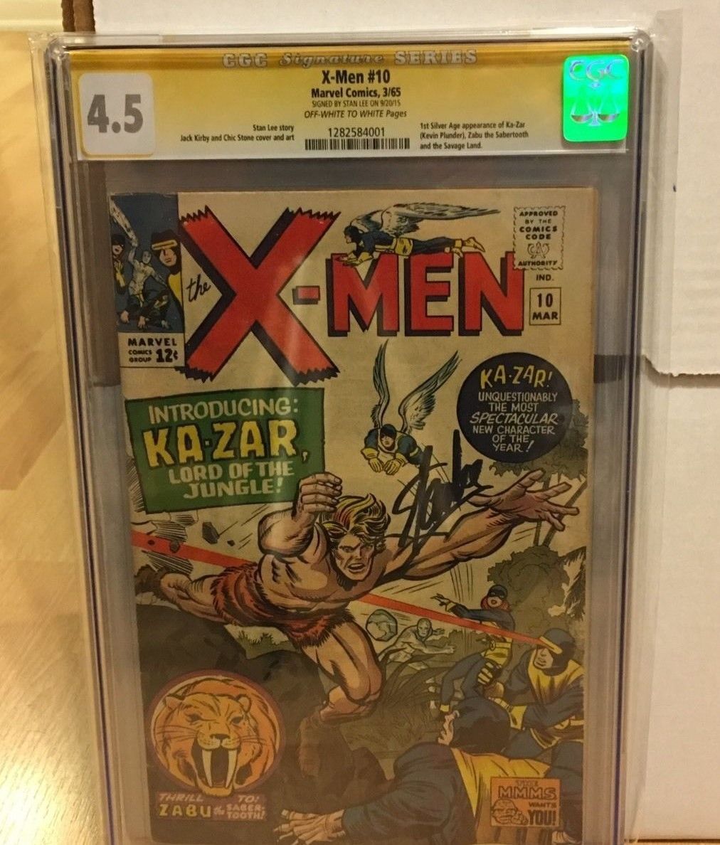 X-Men #10 (Mar 1965, Marvel) Stan Lee Signed CGC 4.5 Graded Silver Age 1st KAZAR