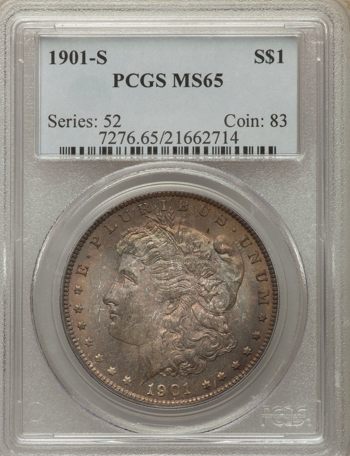 1901-S US Morgan Silver Dollar $1 - PCGS MS65