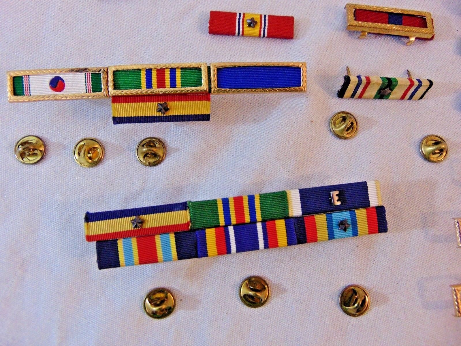 Vtg Lot US Army USMC Navy Air Force Military Uniform Medal Ribbon Bar Pinback