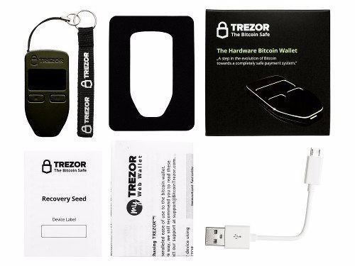 Black Trezor Hardware Wallet for Bitcoin and Cryptocurrency Cold Storage - (New)