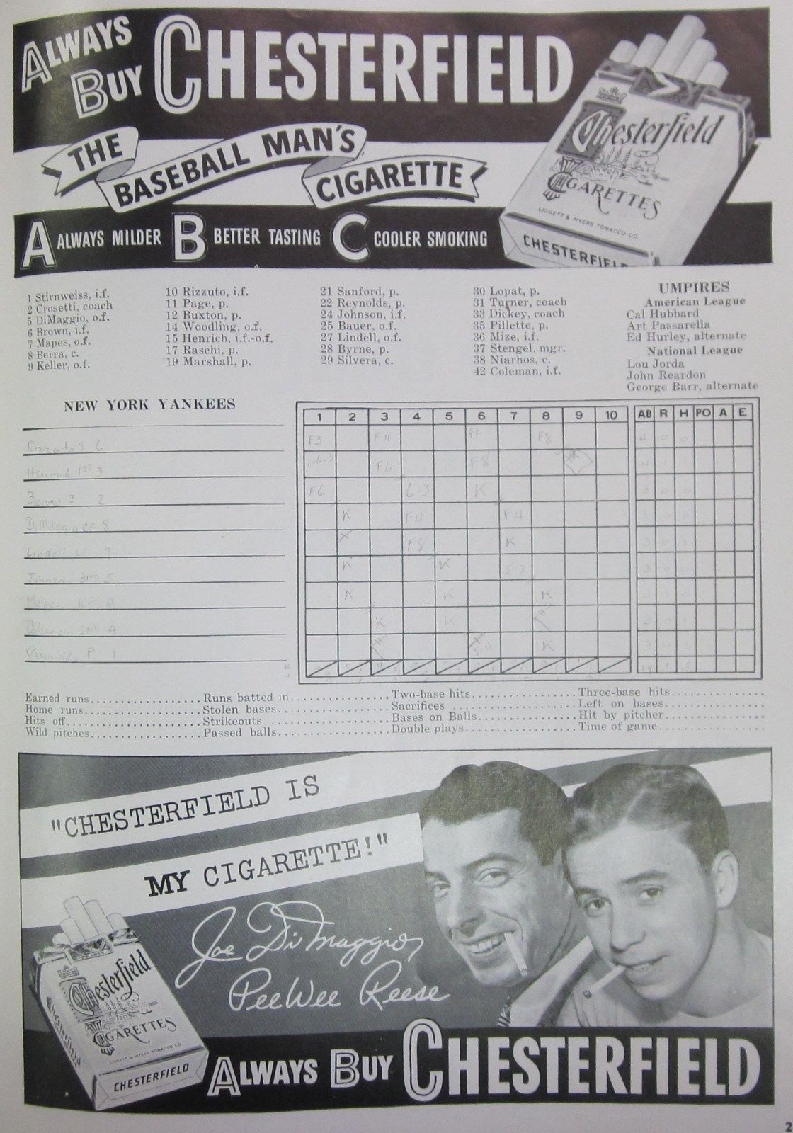 1949 World Series Program New York Yankees vs Brooklyn Dodgers Game 1