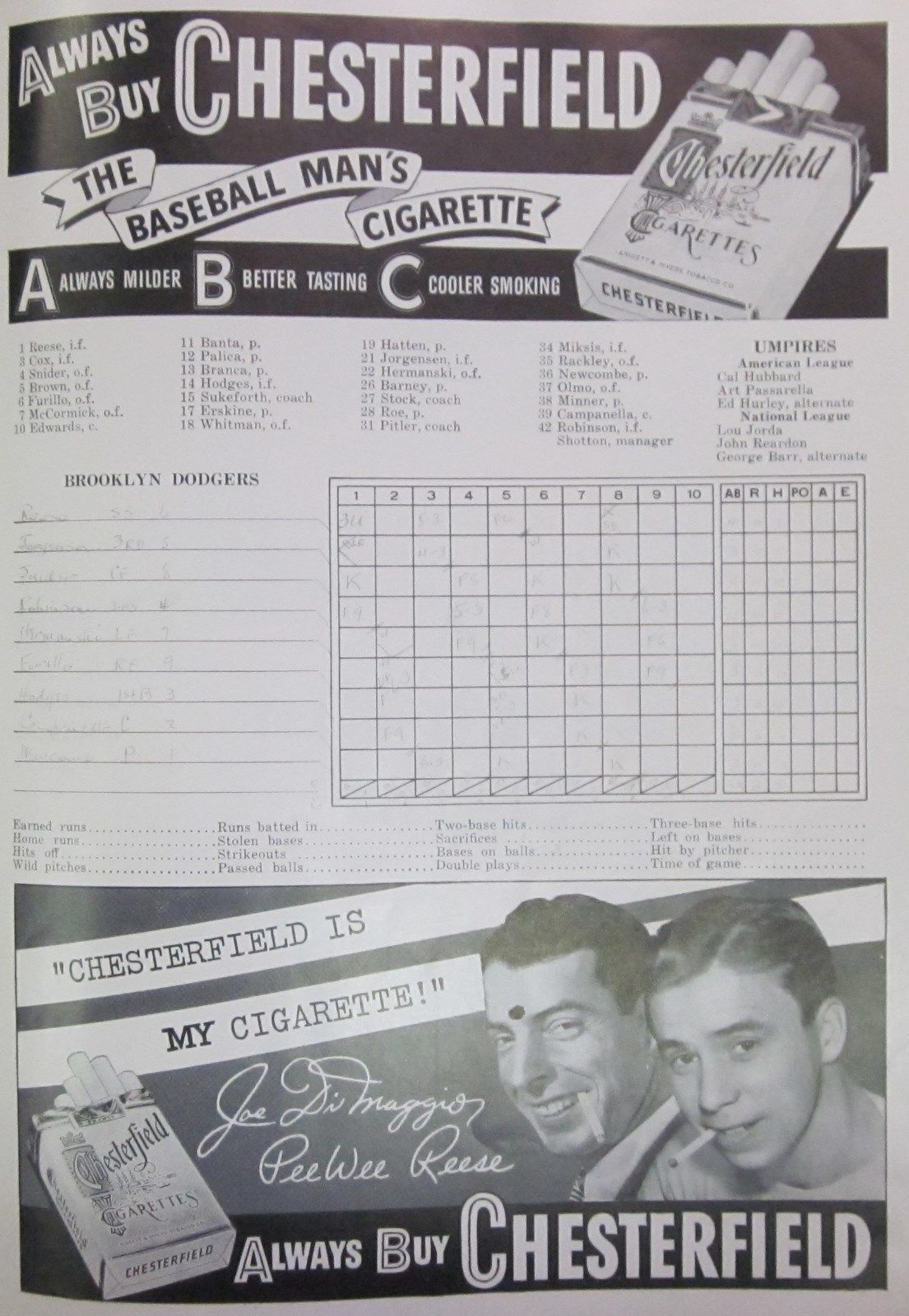 1949 World Series Program New York Yankees vs Brooklyn Dodgers Game 1