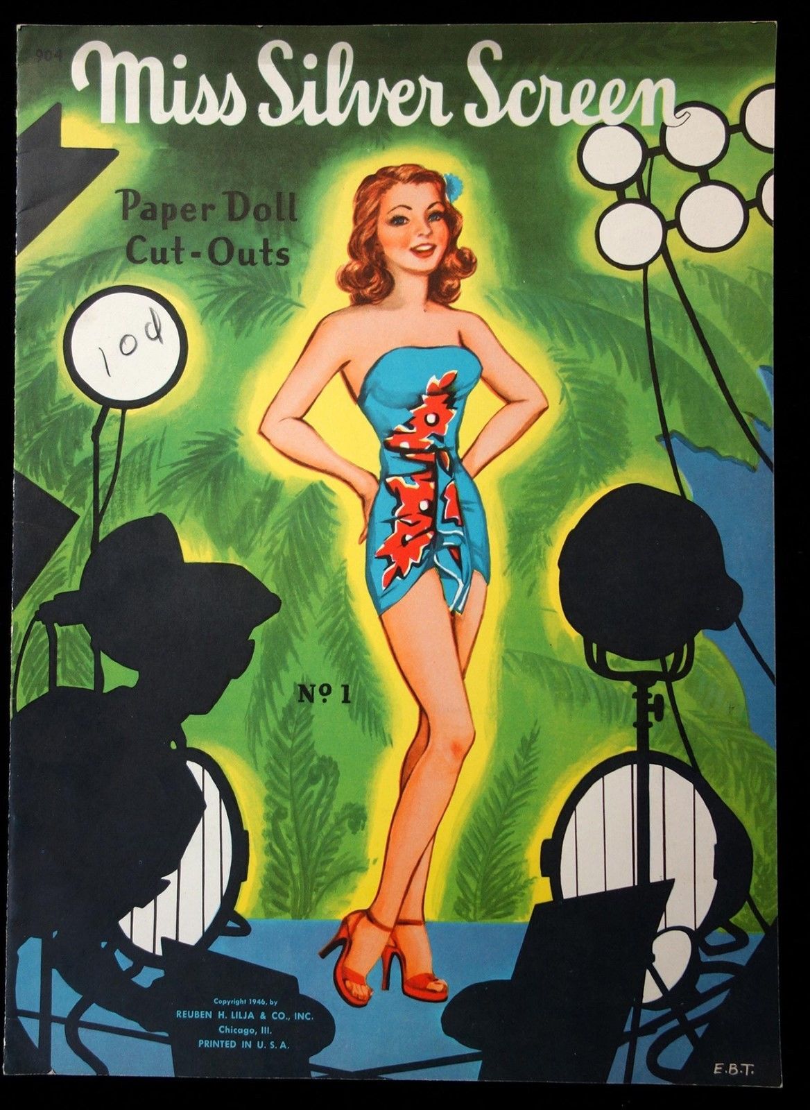 Un-Cut Paper Doll Book Miss Silver Screen w 3 Dolls 1946