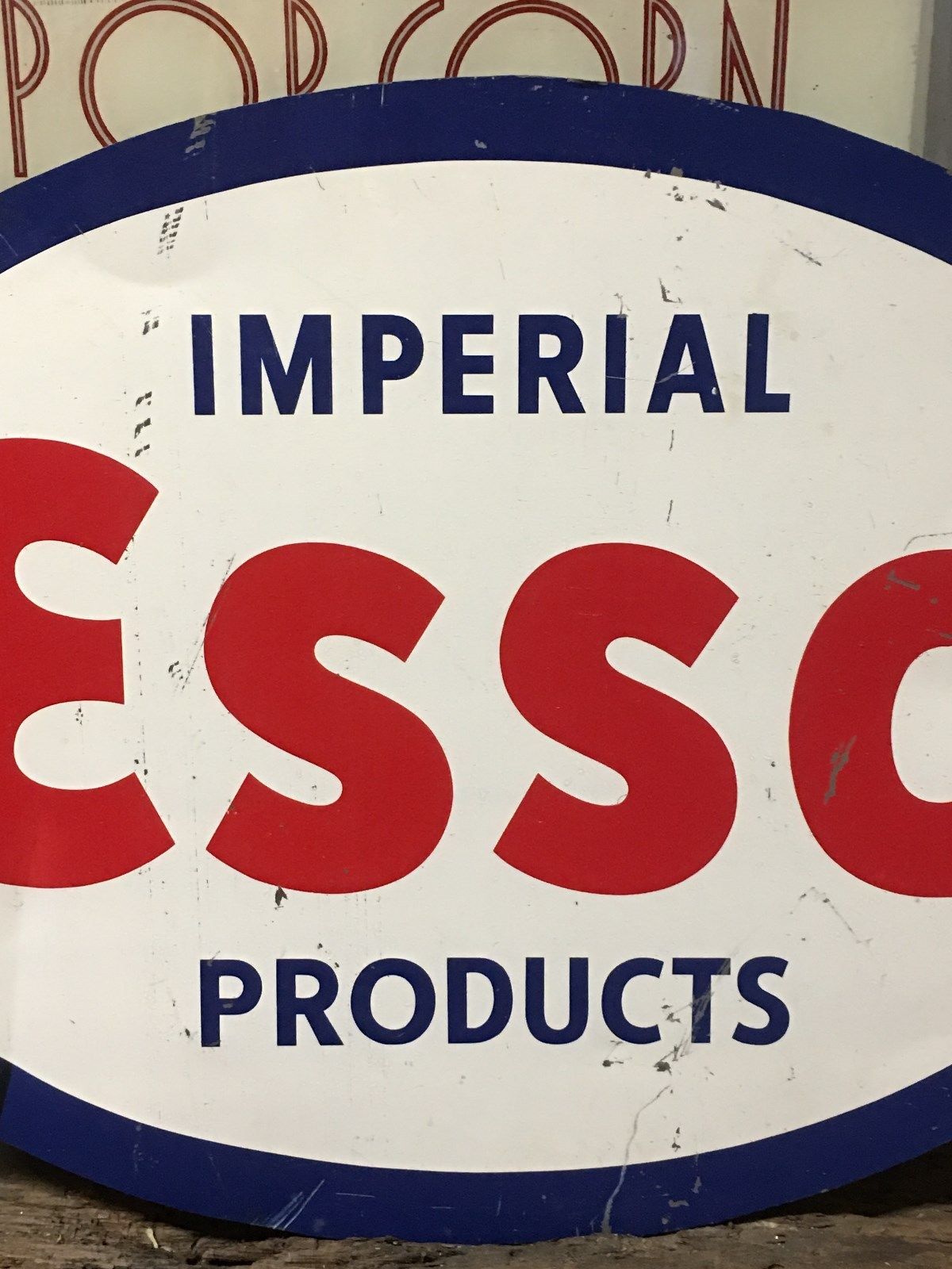 VinTage ESSO IMPERIAL PRODUCTS Sign Gas STaTioN ORIGINAL Tin Tacker OLD Gas Oil