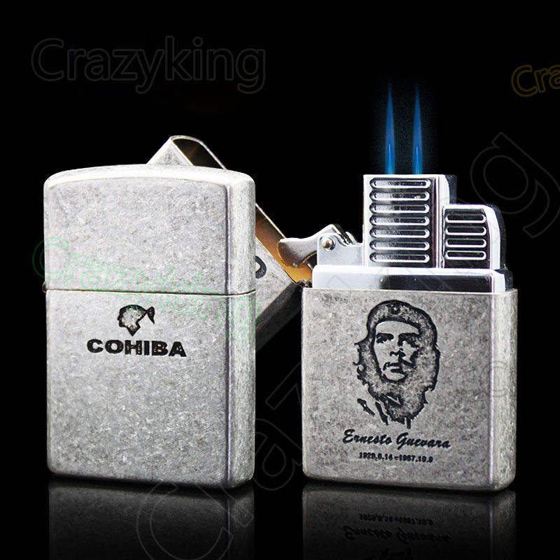 COHIBA Retro Style Guevara 2 TORCH JET FLAME CIGAR CIGARETTE Pipe LIGHTER Gift