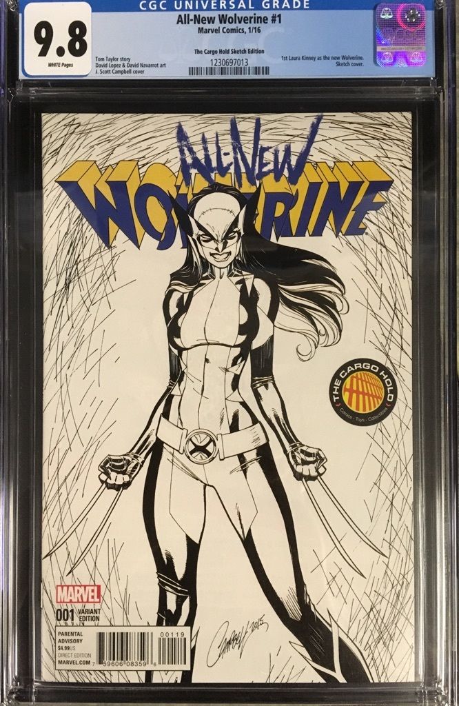 All-New Wolverine #1 CGC 9.8 J. Scott Campbell Cargo Hold Sketch Variant Cover!