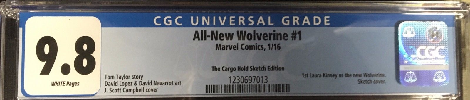 All-New Wolverine #1 CGC 9.8 J. Scott Campbell Cargo Hold Sketch Variant Cover!