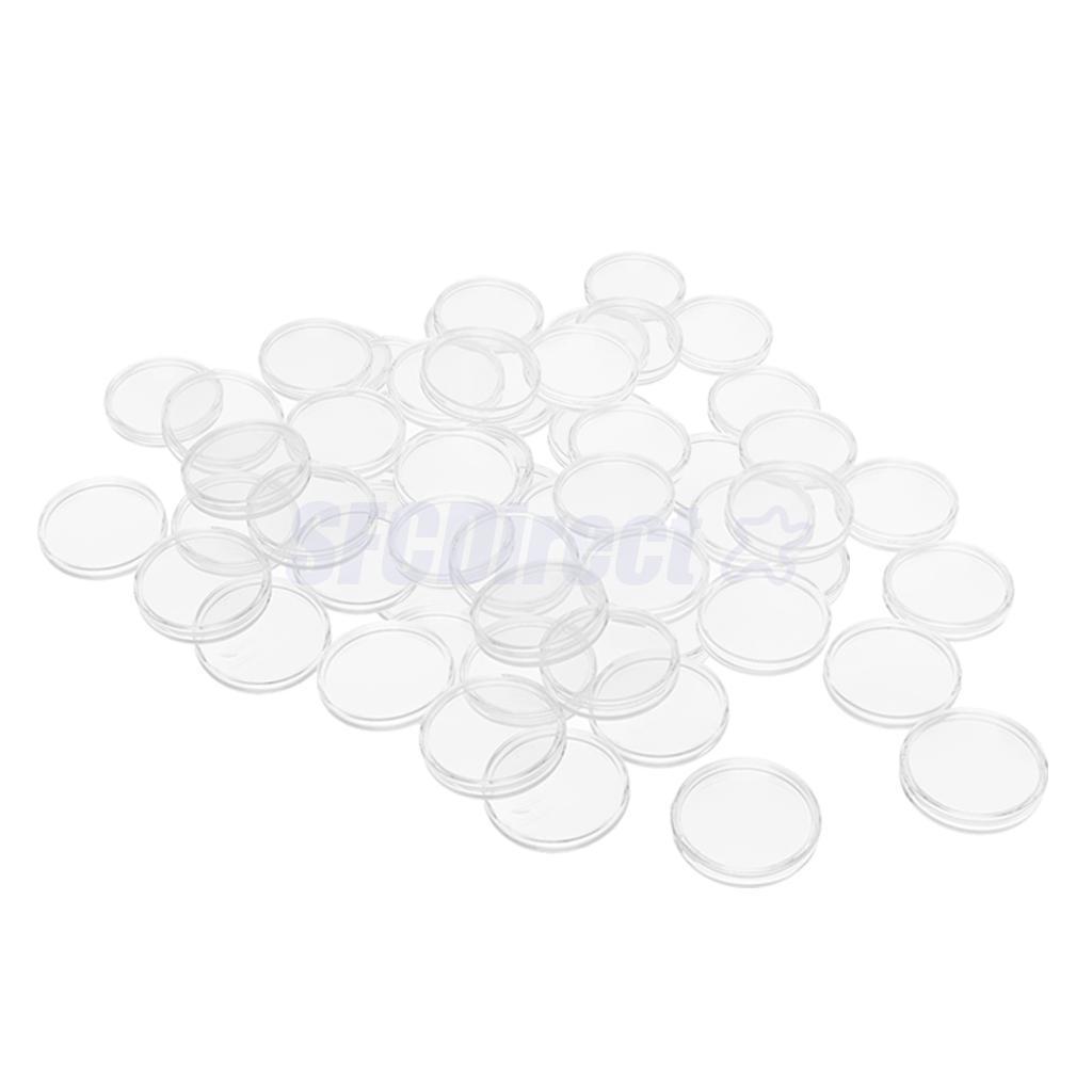 20Pcs 40mm Clear Round Acrylic Coin Capsules Coin Display Case Container Box