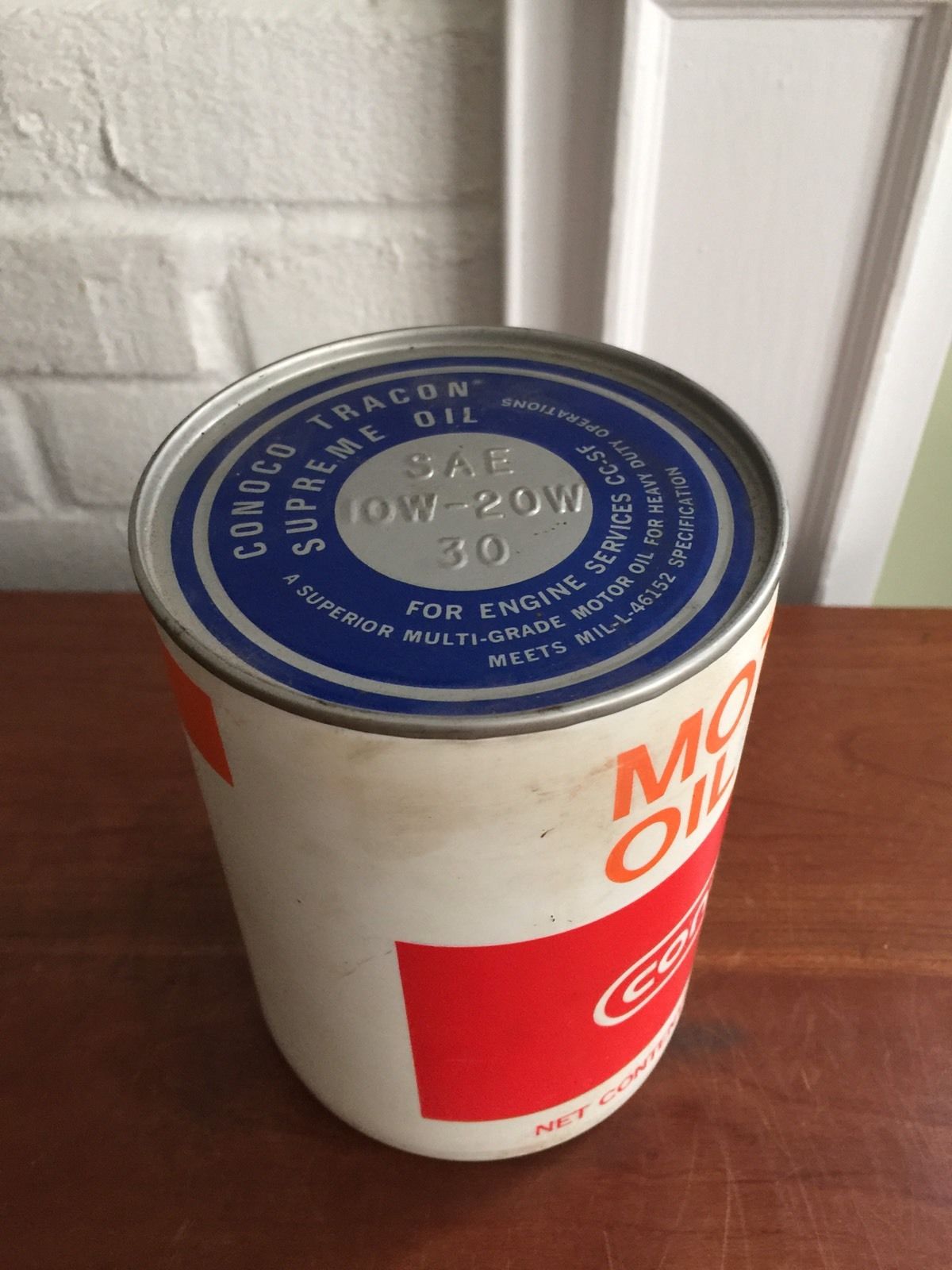 Vintage~Conoco Motor Oil Plastic Can 1 qt~Gas & Oil Advertising (Full)