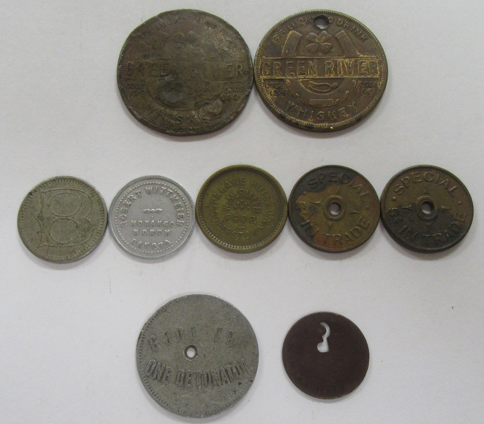 Very Unique Lot of 9 Old Trade Tokens & Highly Collectible Medals!