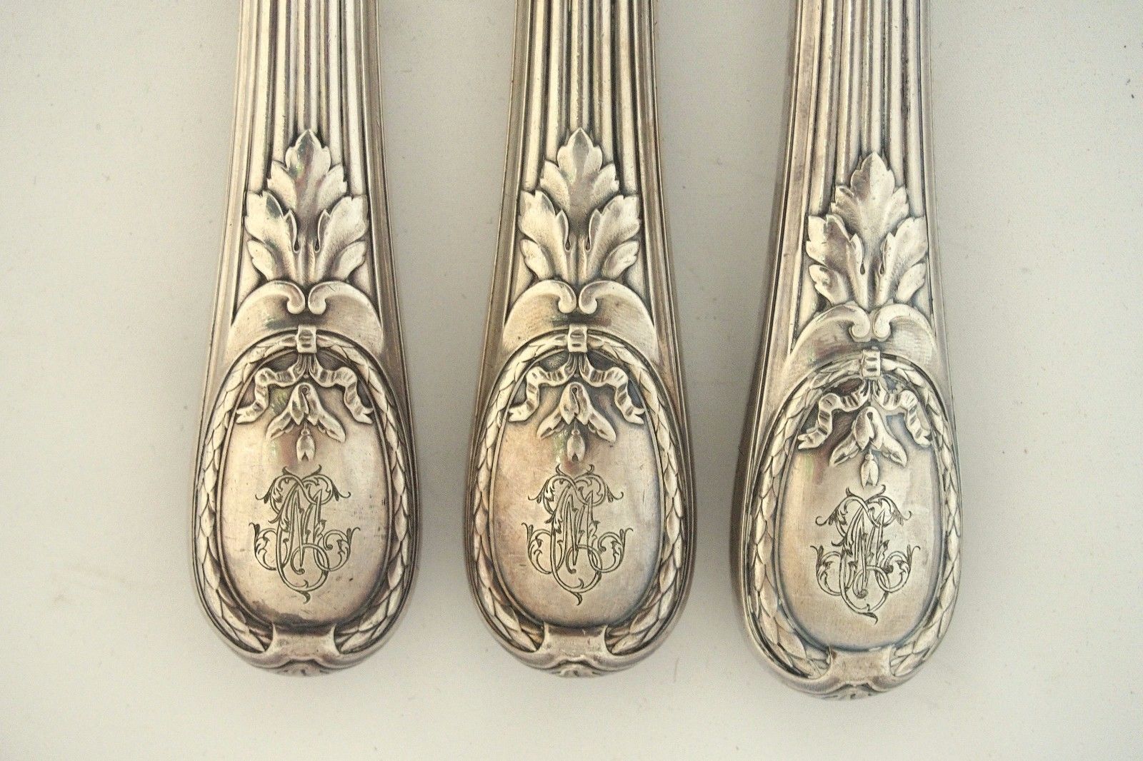 Antique French Silver Plated Christofle Serving Set Big Knife Fork