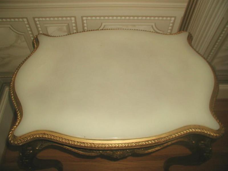 Gilt Alabaster Table C.1850 French Regency Hand Carved