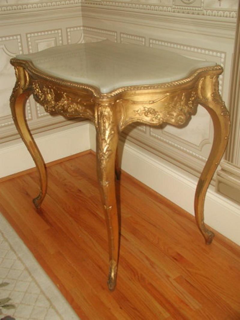 Gilt Alabaster Table C.1850 French Regency Hand Carved