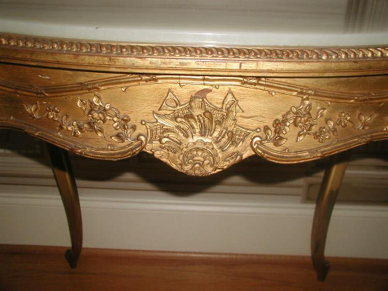 Gilt Alabaster Table C.1850 French Regency Hand Carved