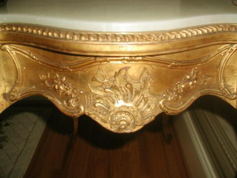 Gilt Alabaster Table C.1850 French Regency Hand Carved