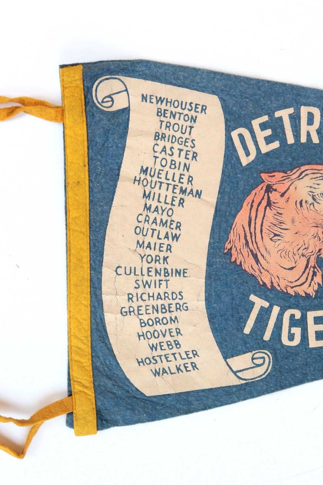 Vintage 1945 Detroit Tigers World Series Blue Baseball Pennant : vs Chicago Cubs