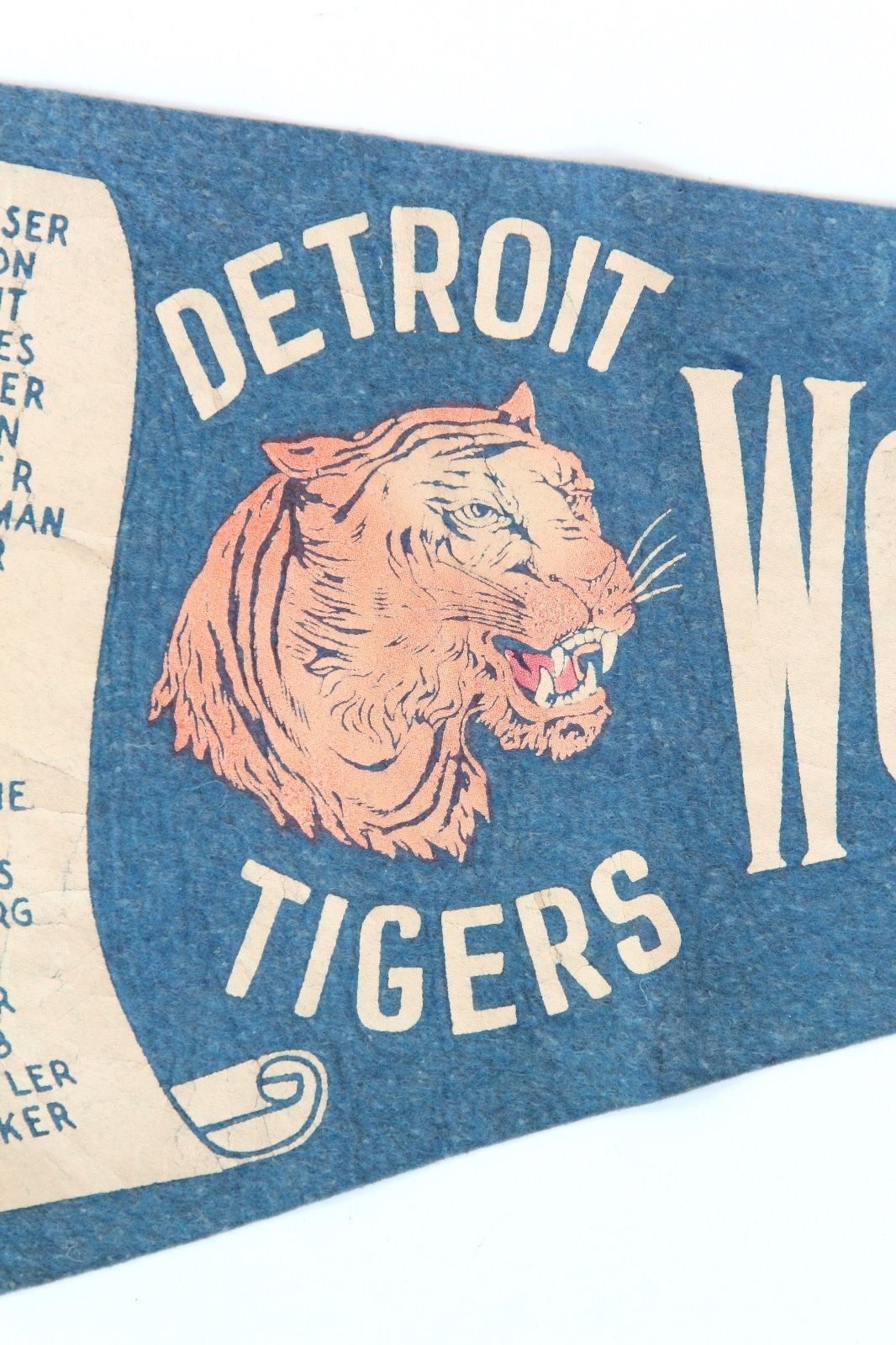 Vintage 1945 Detroit Tigers World Series Blue Baseball Pennant : vs Chicago Cubs