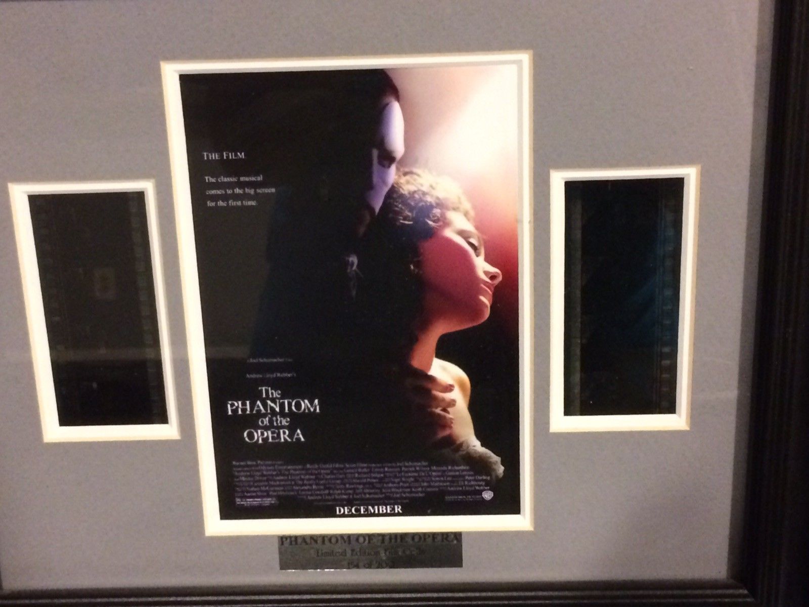 Phantom Of The Opera Movie Very Limited Edition Film Cells Framed Photo.