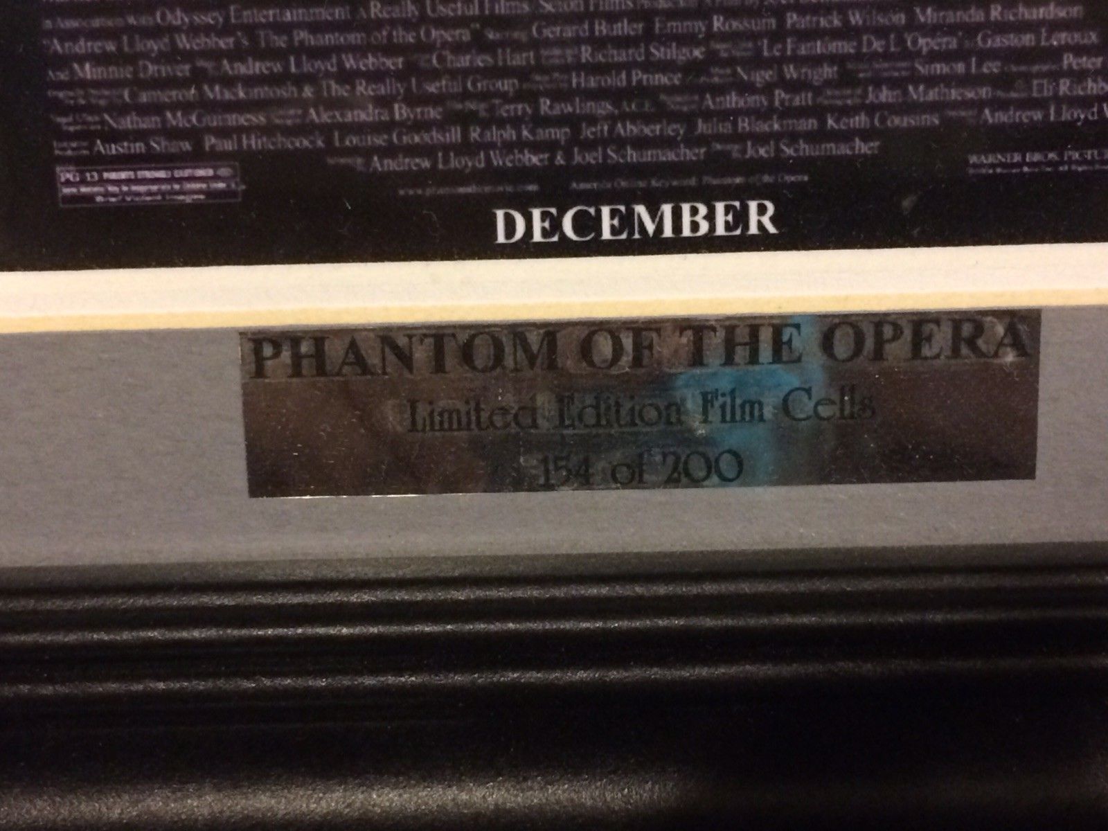 Phantom Of The Opera Movie Very Limited Edition Film Cells Framed Photo.