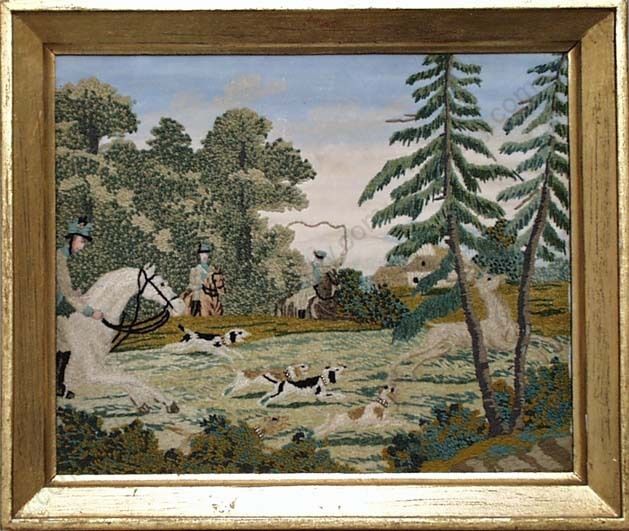 "Deer Hunting", Embroidery from Estate of Grand Duke of Baden, Early 19th c.