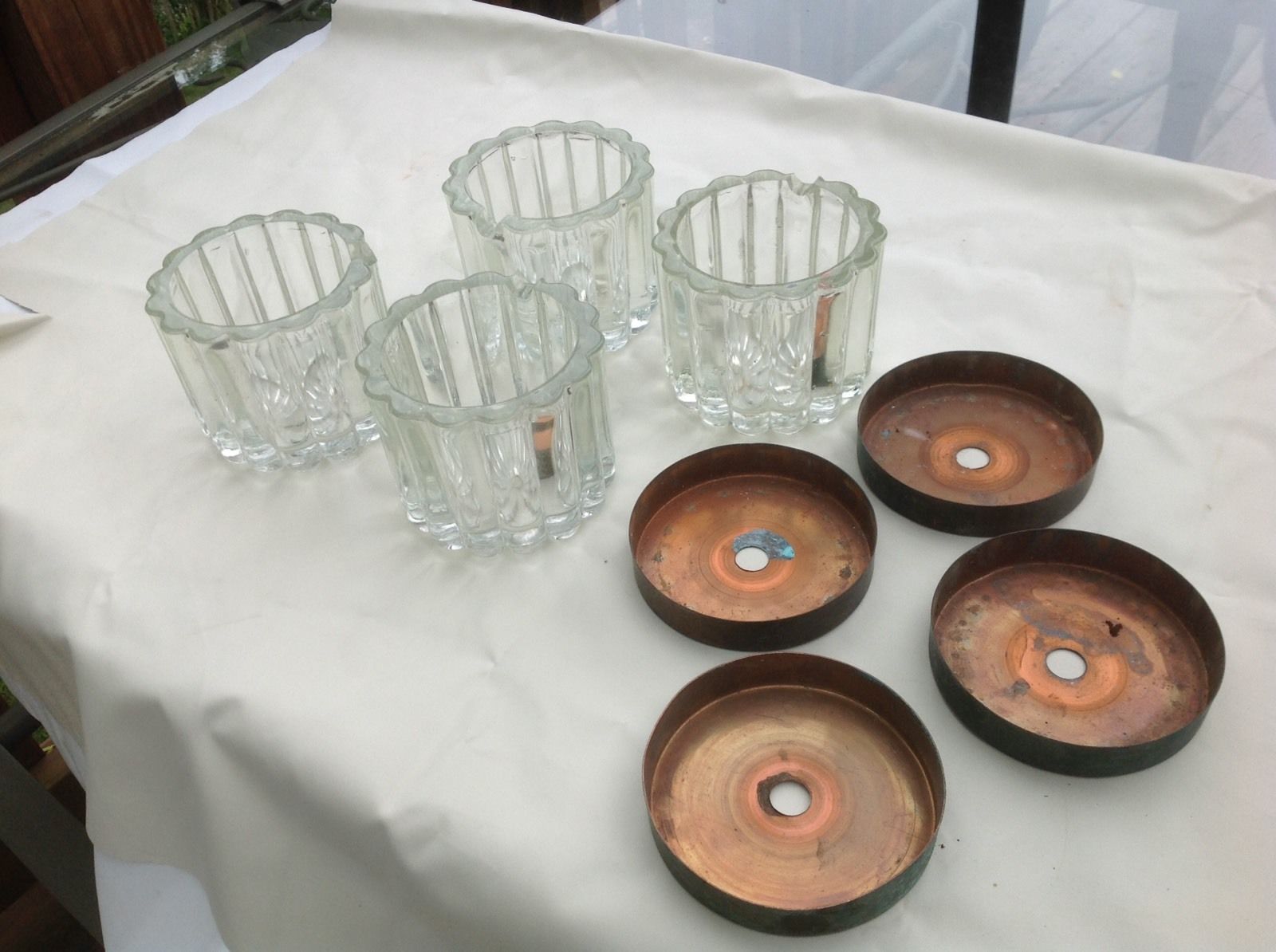 Vintage 1920s Glass Copper Lamp Globes Shades Original Salvage Parts