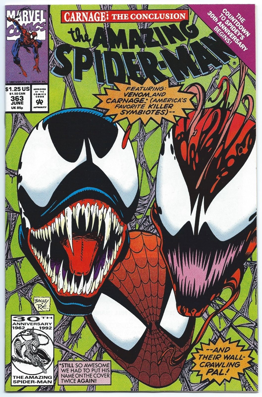 AMAZING SPIDER-MAN #363 June 1992 NM/MT 9.8 W VENOM & CARNAGE App MARVEL Comics