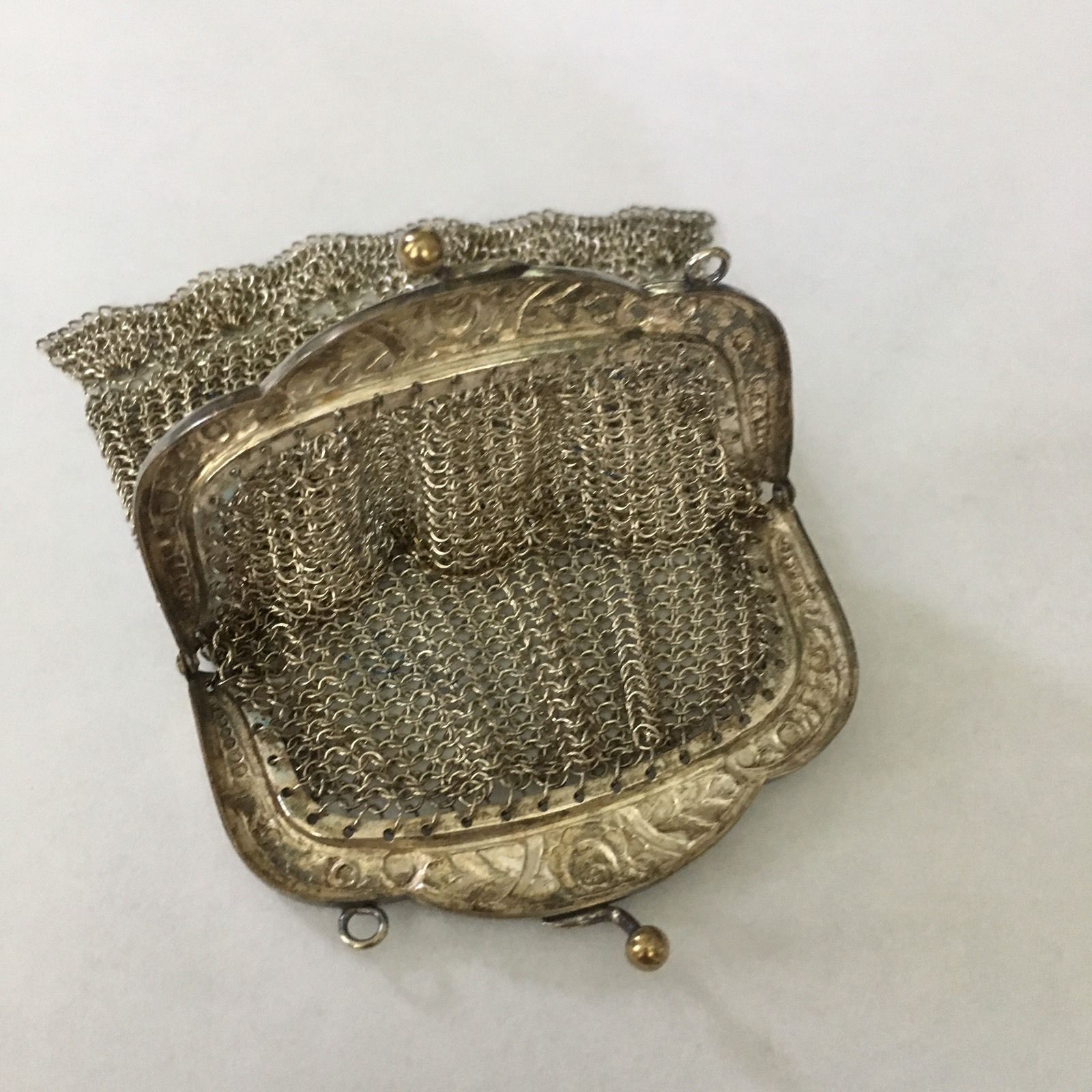 Antique Silver French Mesh Coin Purse Art Nouveau