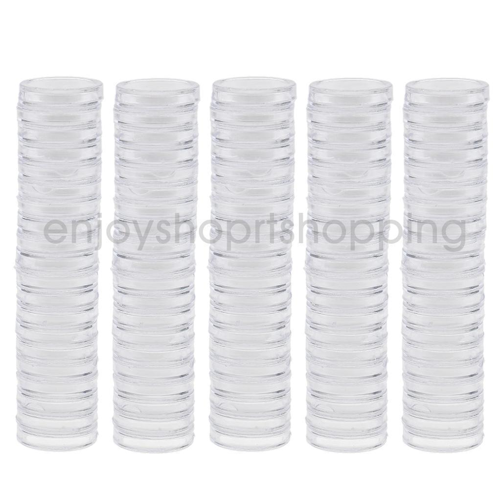 100pcs 19mm Plastic Clear Round Coin Case Capsule Storage Holder Containers