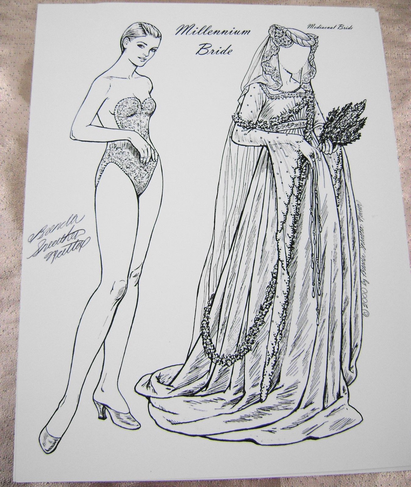 VTG PAPER DOLL CONVENTION 2000 MILLENNIUM BRIDE BRENDA MATTOX UNCUT