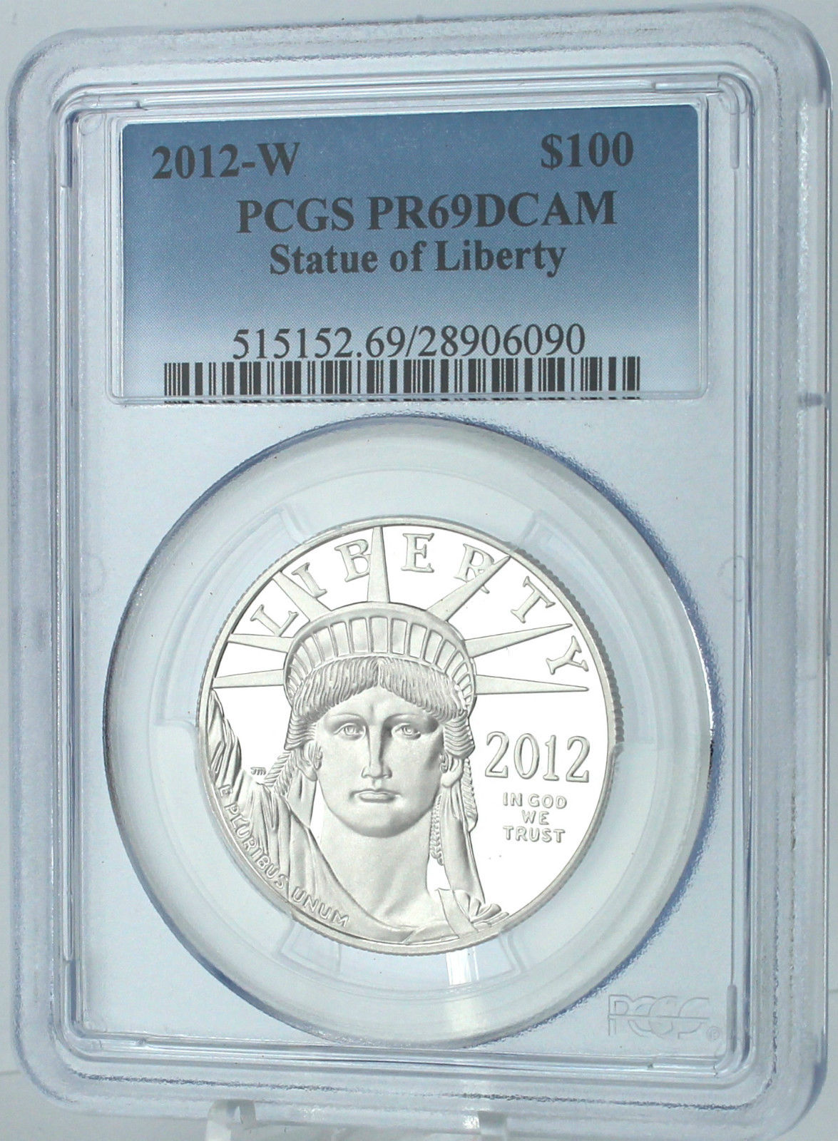 2012W $100 American Eagle Statue of Liberty 1 oz Platinum Proof Coin PCGS PR69DC