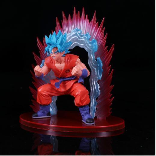 Anime Dragon Ball Super Saiyan Blue Hair Son Goku Statue PVC Figure Model Doll