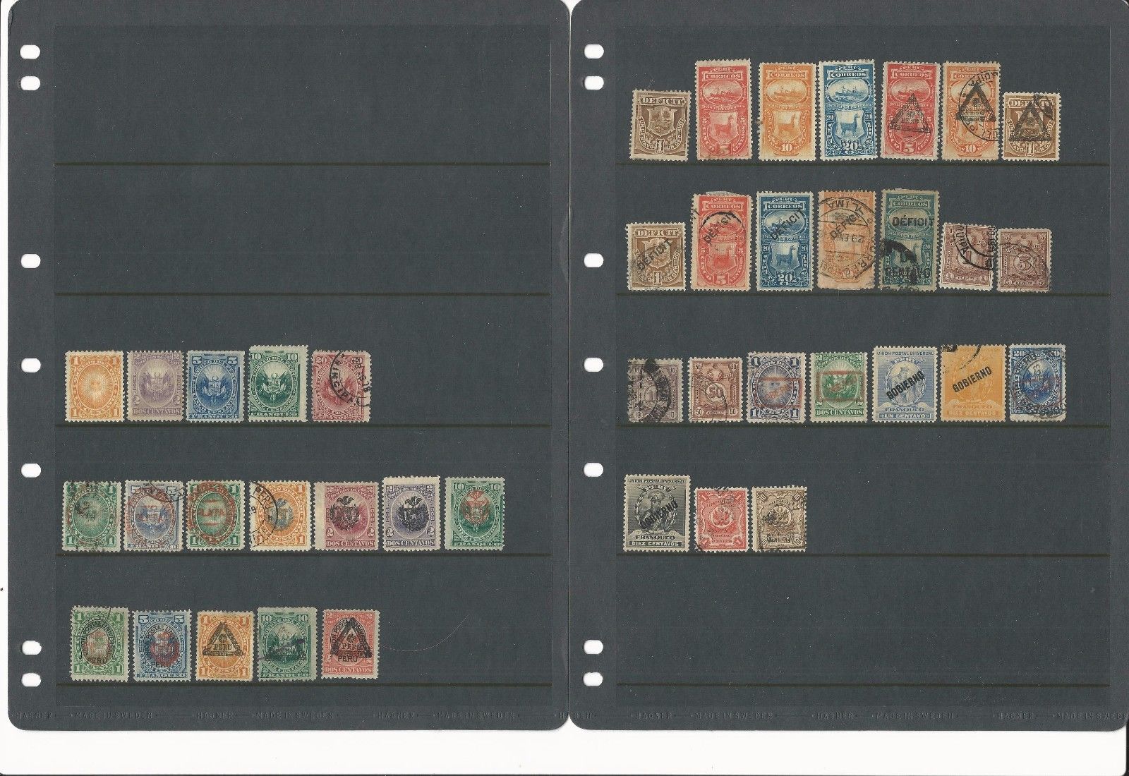 Peru Collection on 4 Stock Pages, Lot of Classics