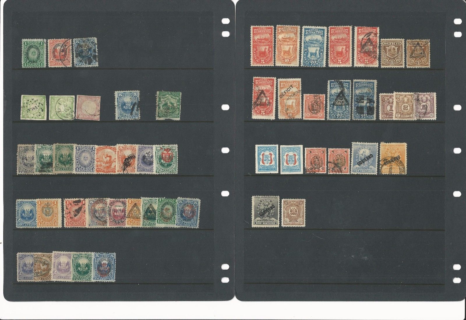 Peru Collection on 4 Stock Pages, Lot of Classics