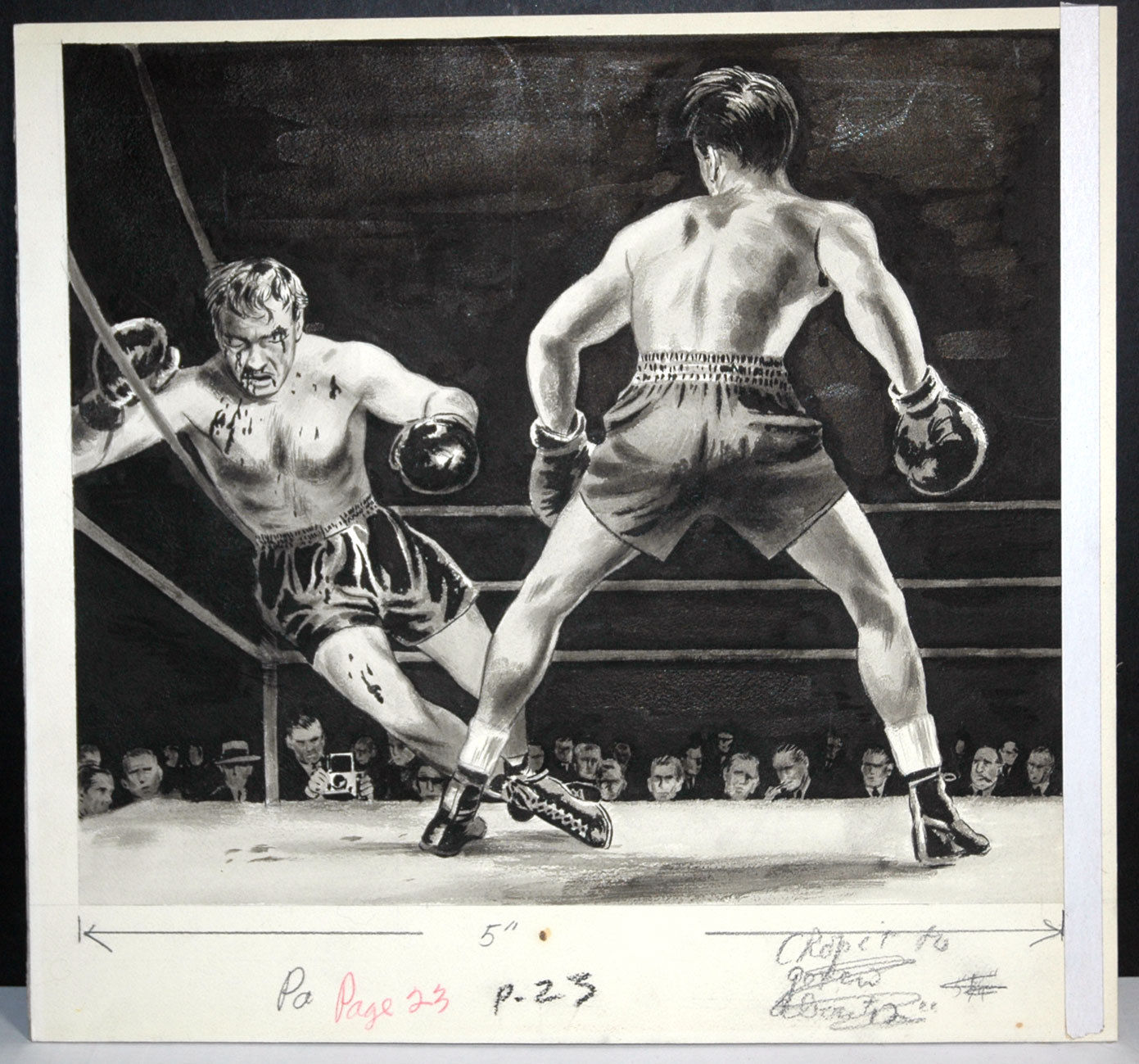 BOXING Fight Scene ORIGINAL Illustration PULP ART Mens Magazine Rocky Blood RARE