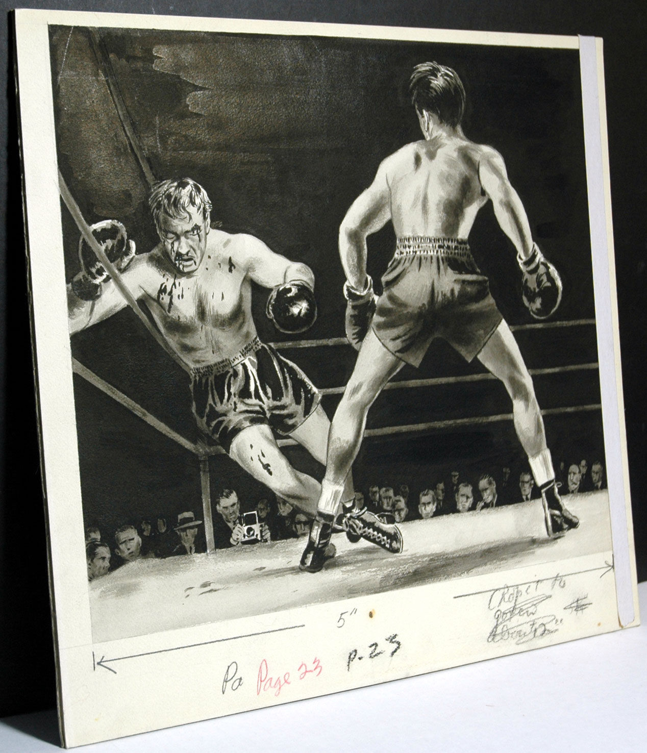 BOXING Fight Scene ORIGINAL Illustration PULP ART Mens Magazine Rocky Blood RARE