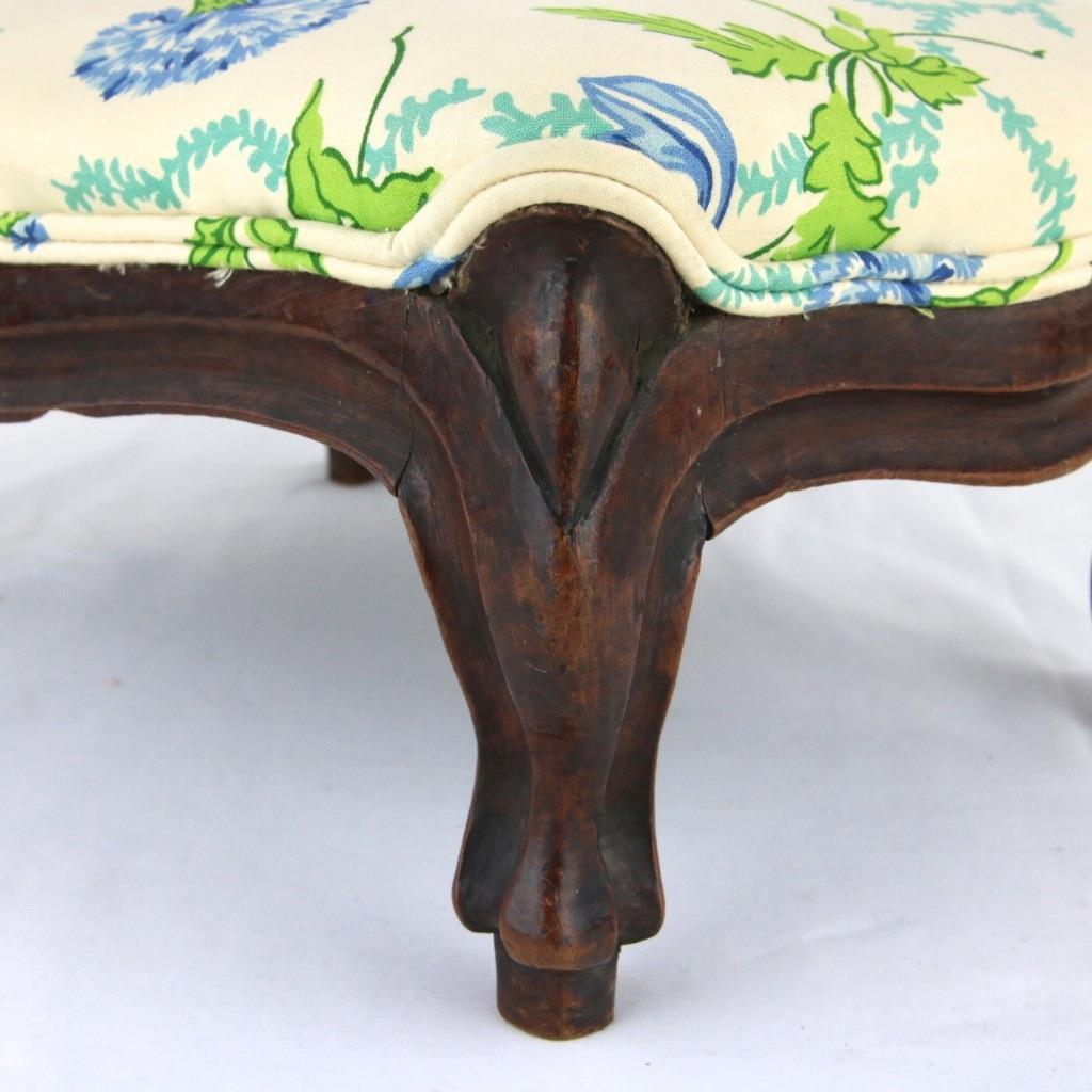 Antique French Bedside Foot Stool Footstool Louis XV Walnut Carved